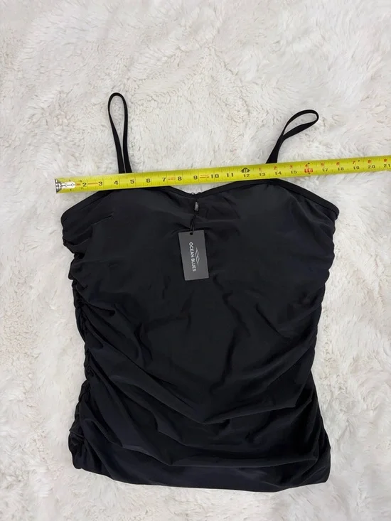 Ocean Blues Black Ruched One-Piece Swimsuit,Size 2XL. - Picture 10 of 13